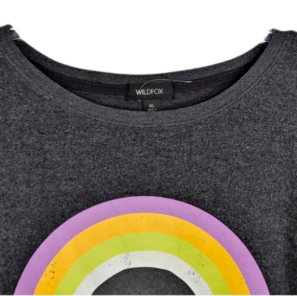 Wildfox Sommers After the Rain Gray Rainbow Sweatshirt Top Women's Size XL & XS - Picture 2 of 8